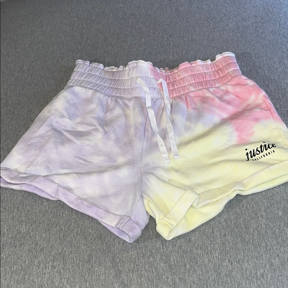 Justice Casual Pink and Yellow Tie-Dye Shorts
